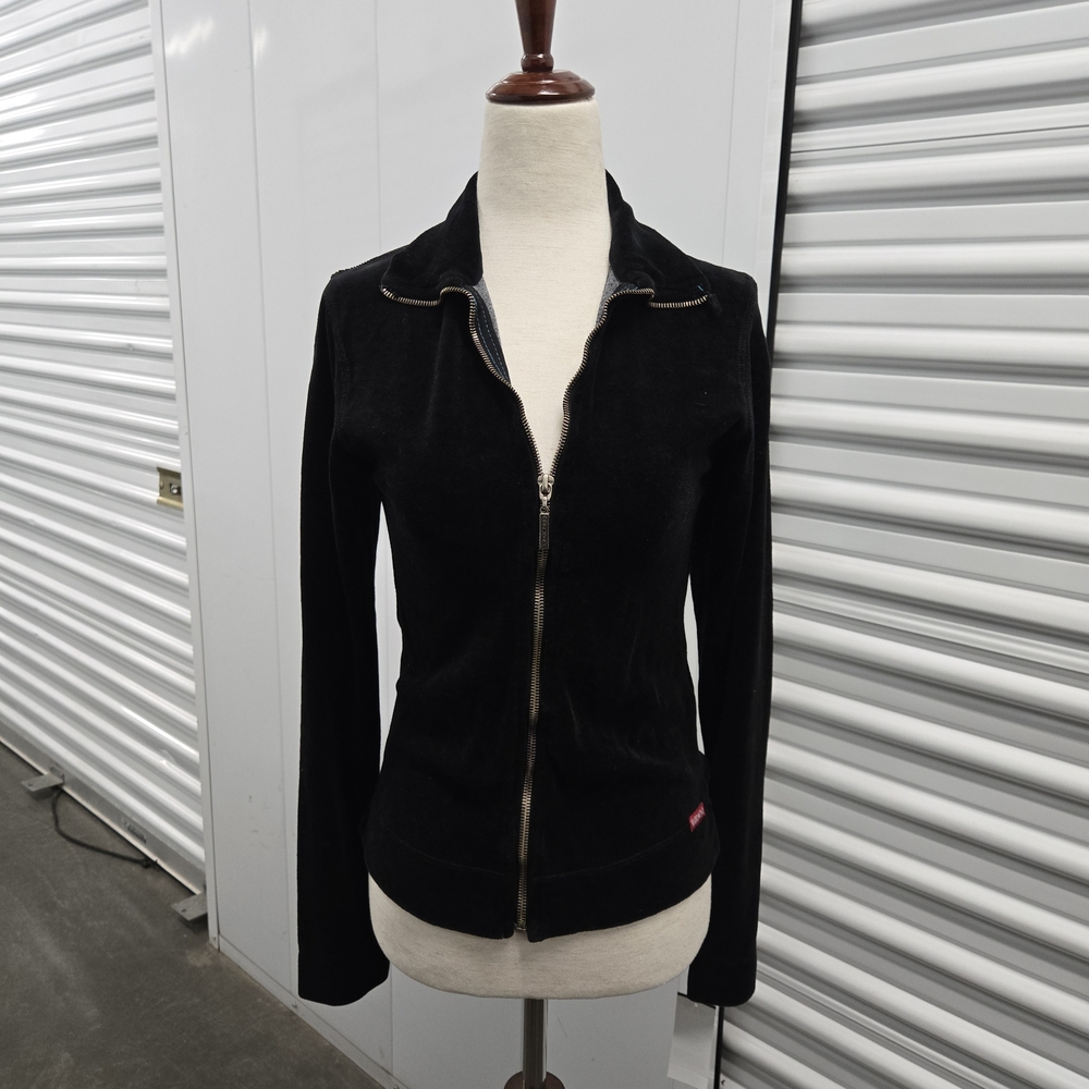 Hard Tail Forever Black Velour Full Zip Jacket Size S Made in USA